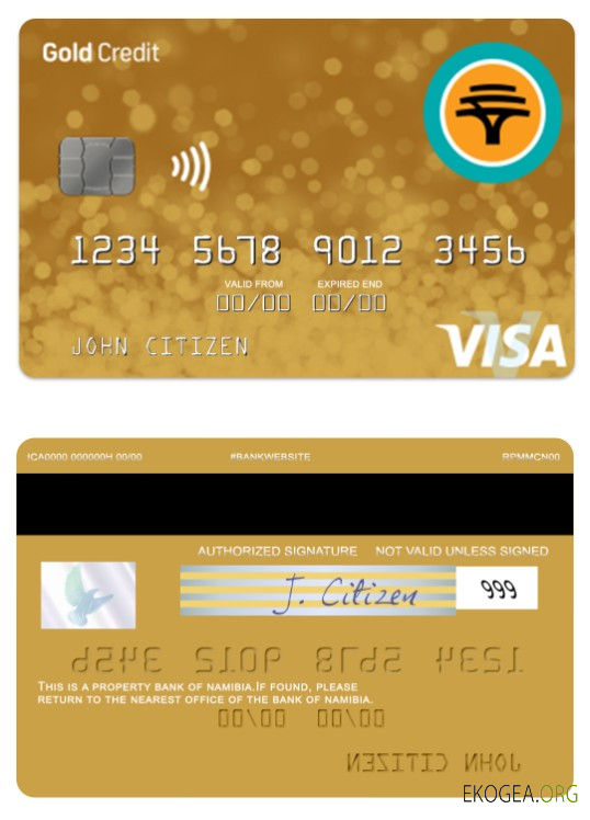 Carte Visa de crédit en or de la First National Bank de Namibie